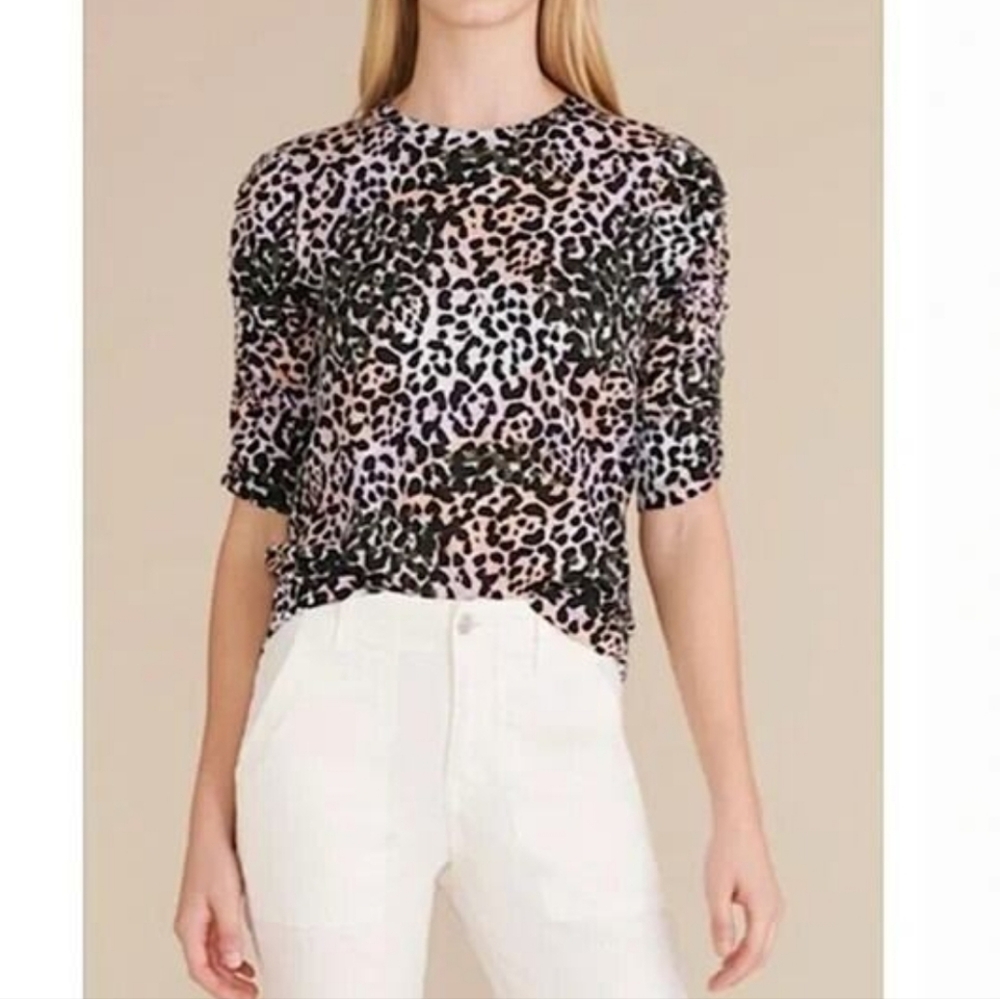 Veronica Beard Waldorf Leopard Print T- Shirt